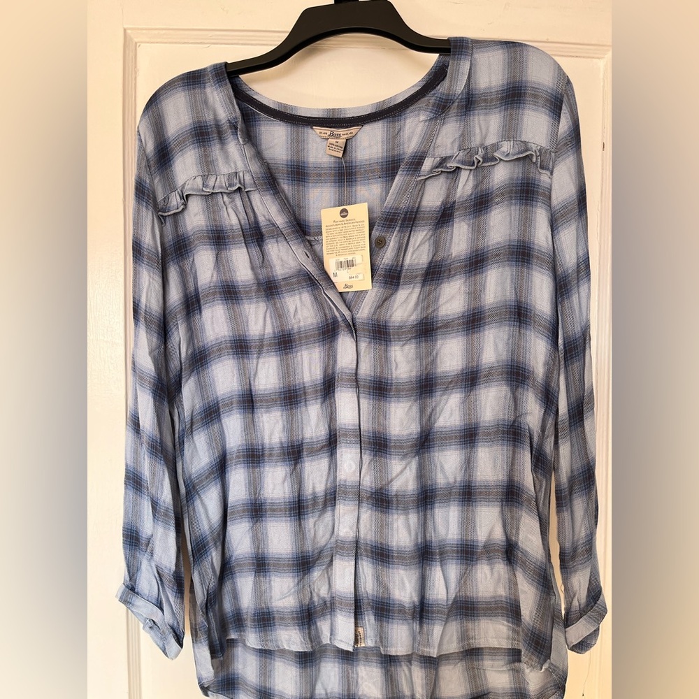 Bass women’s Blue Plaid Shirt